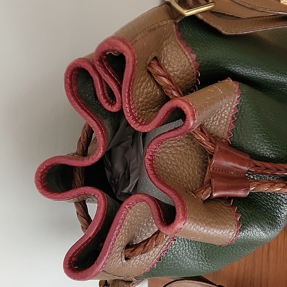 Dooney & Bourke Vintage Teton Drawstring Bucket Bag Green Drawstring - Picture 11 of 14